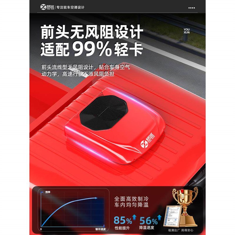 悠巡货车轻卡驻车空调顶置一体机24v12v48v60v72v制冷电动车解放