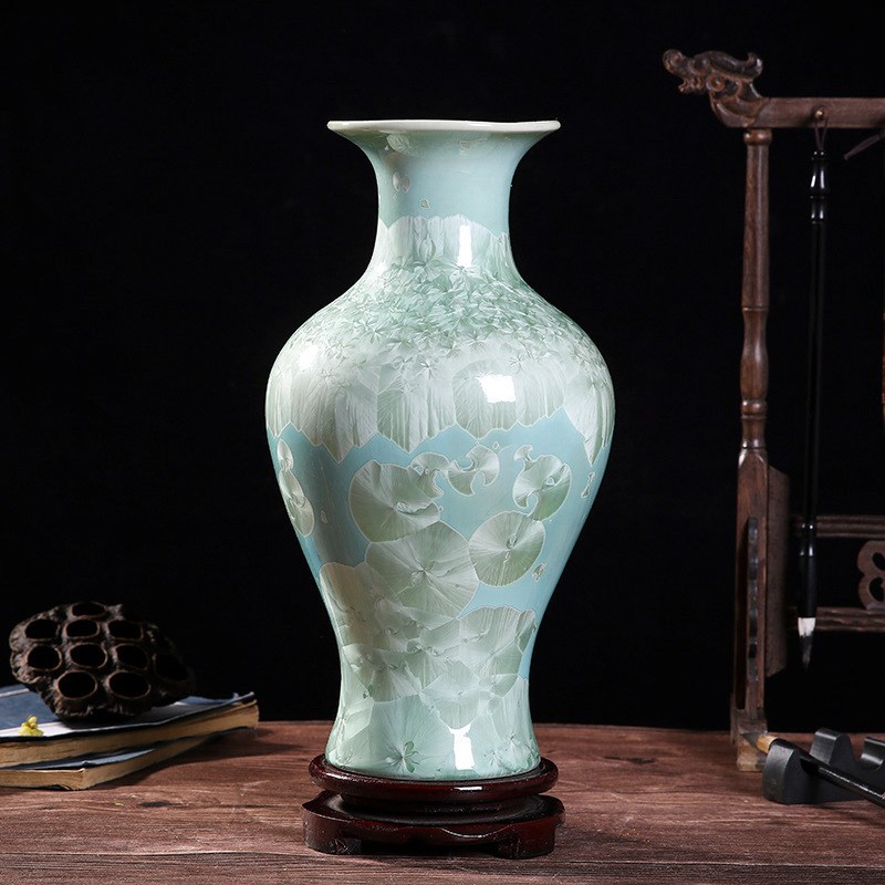 景德镇瓷器装饰花瓶中式结晶釉陶瓷花瓶家居客厅工艺品博古架摆件