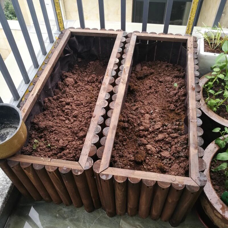 加厚防腐木花箱户外庭院长方形种植箱碳化喷漆花盆楼顶阳台种菜箱