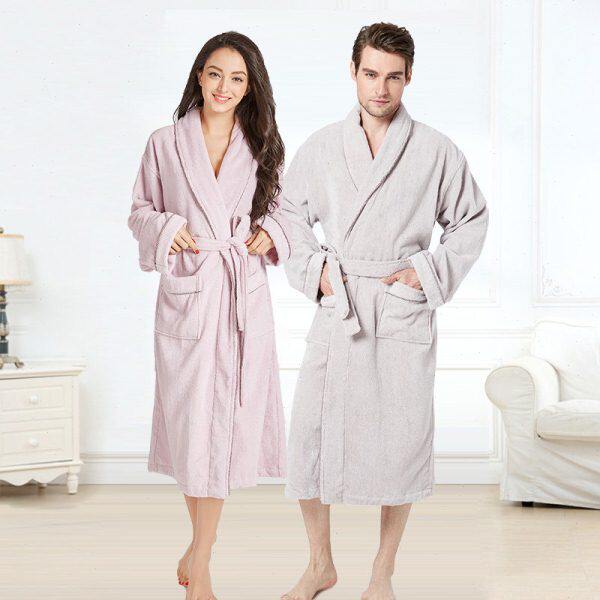 纯棉毛巾料浴袍女款成人吸水洗澡游泳男四季通用可穿浴巾浴衣睡袍