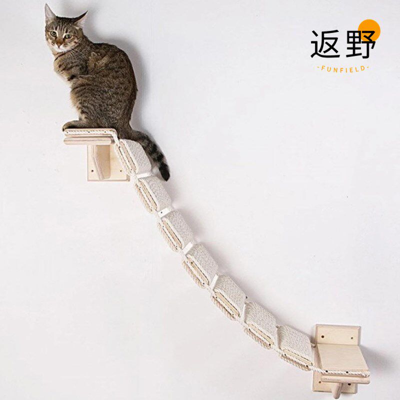 返野实木猫墙猫吊床猫爬架通天柱猫床猫隧道跳台节省空间小户型猫