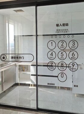 滑动开门创意推拉玻璃门腰线贴纸高级厨房阳台办公室双开门防撞贴