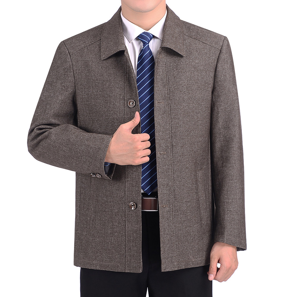 中年夹克男士春装外套男爸爸上衣春秋季父亲中老年休闲男装夹克衫