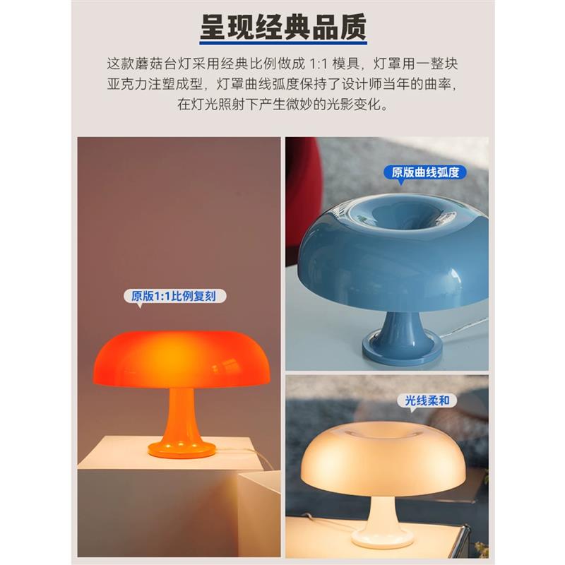 意大利蘑菇台灯nesso北欧简约设计师样板房卧室床头书房装饰台灯