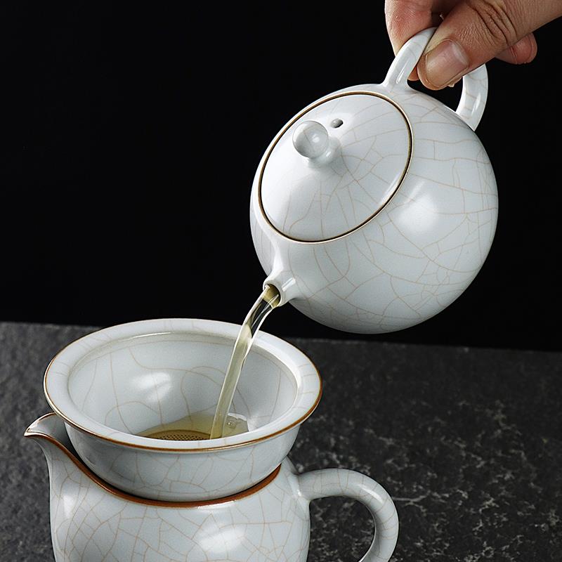 开片可养月白汝窑西施壶陶瓷冰裂釉功夫茶具泡茶壶小号泡茶壶单壶