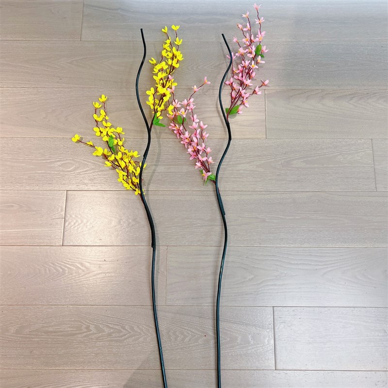 迎春花仿真花摆件客厅落地插花绢布花假花家居花瓶摆设装饰品花艺