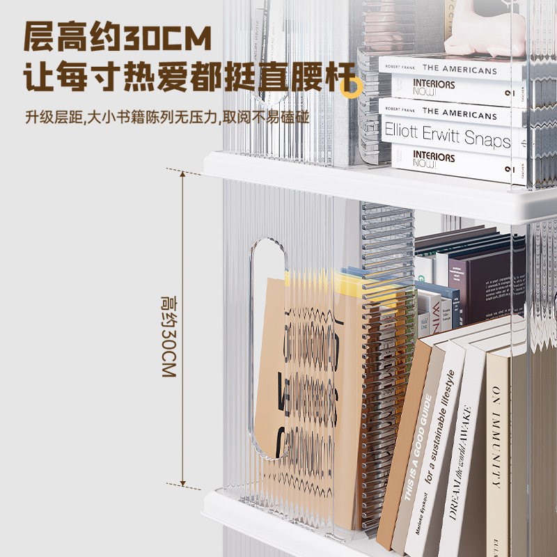 旋转书架落地置物架多层压克力简易学生图书绘本架角落展示柜书柜
