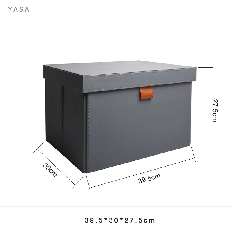 YASA【收纳盒】PU皮盒收纳箱软装折叠衣帽间厅柜样板间储物盒圆筒