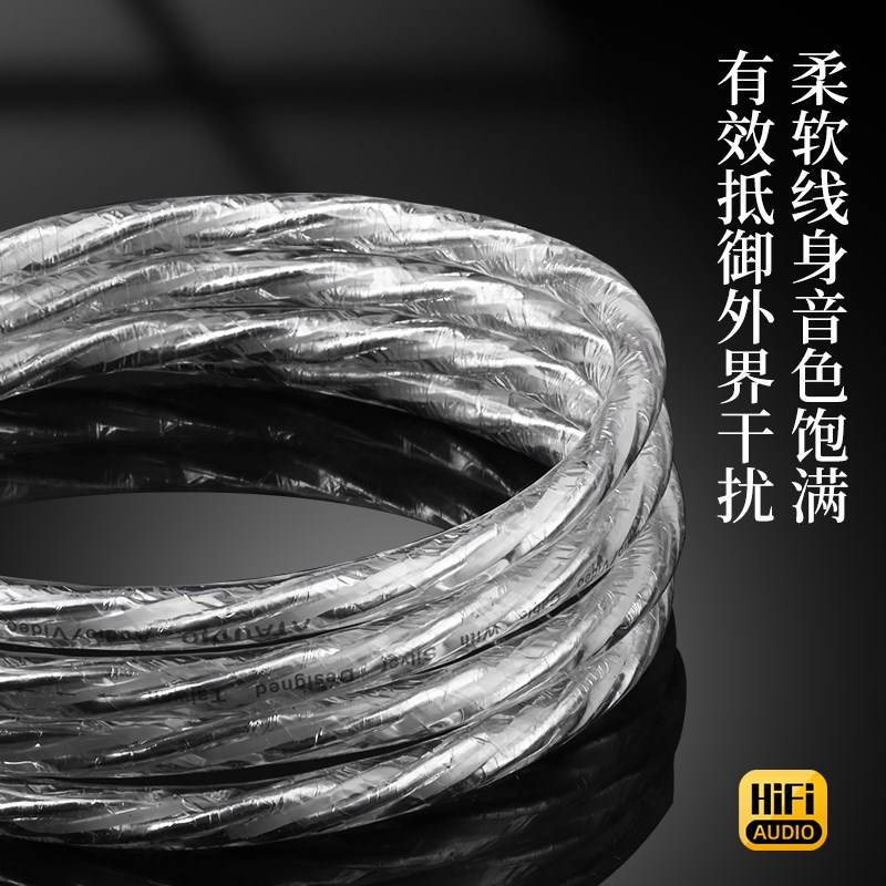 发烧3.5转双莲花RCA音频线一分二单晶铜镀银手机功放音响箱连接线