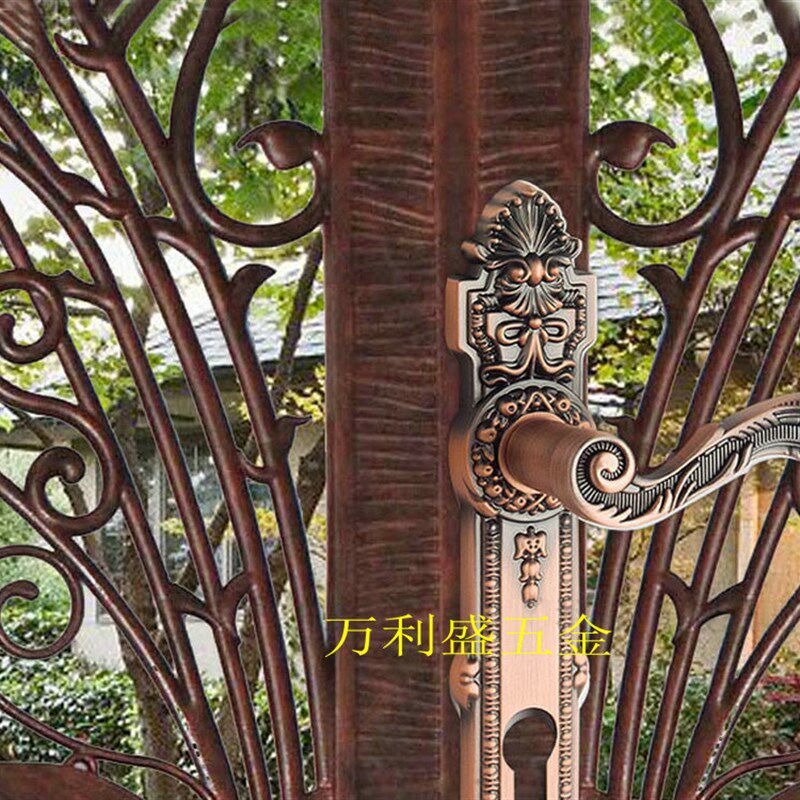 铝艺庭院门拉手庭院门锁庭院门把手不锈钢庭院门拉手古典锌合金锁