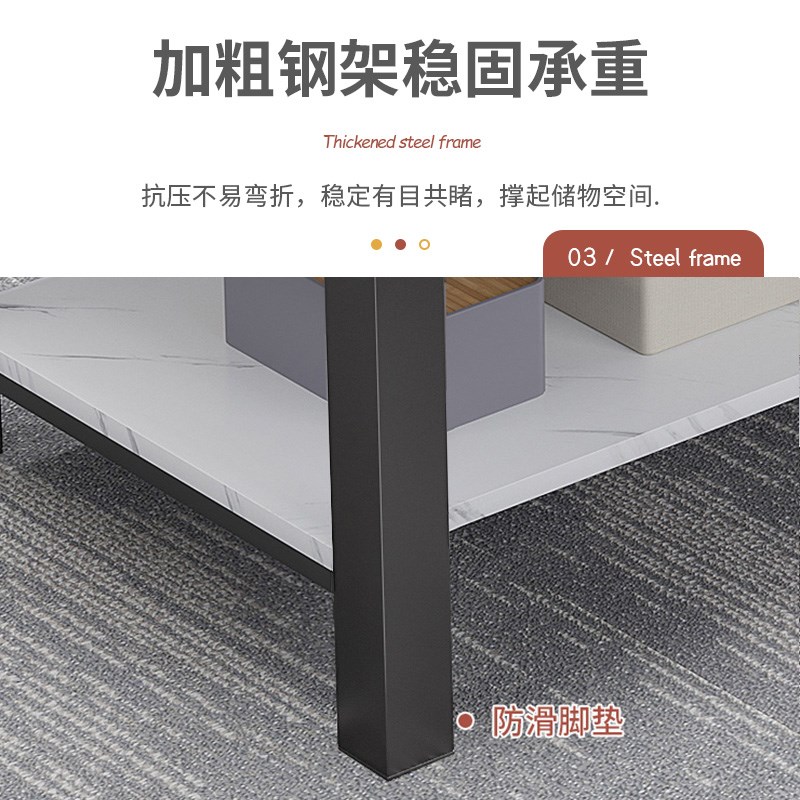 茶几桌客厅家用简约现代小户型双层茶几钢化玻璃边几长方形茶桌子