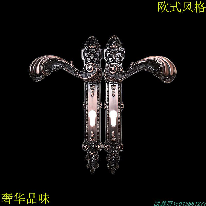 庭院门锁具铝艺门把手锁简约现代铁艺门锁围墙门通用锁欧式红古铜