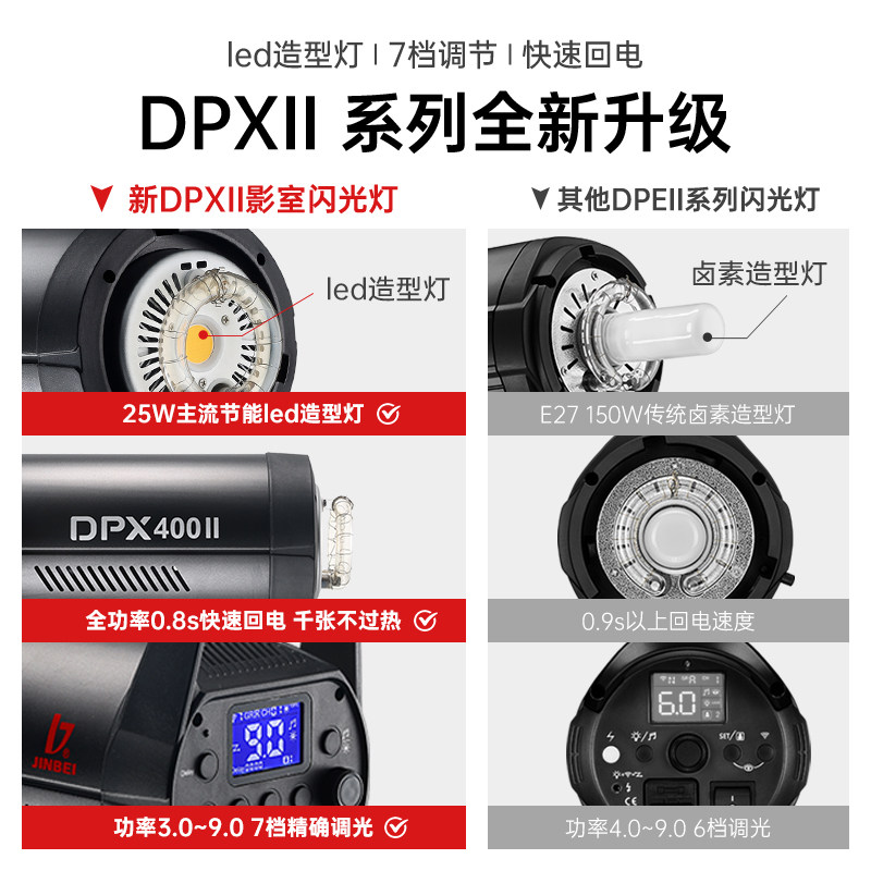 金贝DPX400II专业摄影闪光灯影棚拍摄人像摄影产品照相补光灯400W