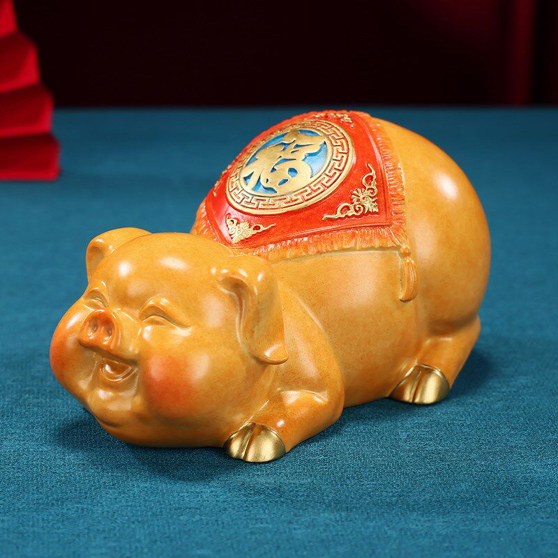 黄铜金猪摆件《福猪储蓄罐》客厅办公室装饰品开业乔迁生日礼品