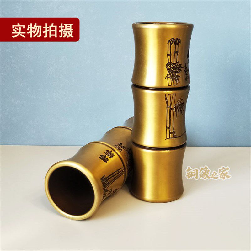 包邮 黄铜竹节造型雕刻竹子节节高升步步登高香筒桌面工艺品摆件