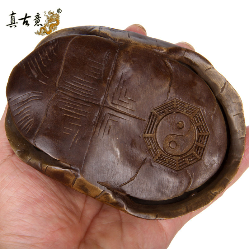 真古意 纯铜乌龟壳摆件文玩手把件铜龟壳六爻工具器具随身工艺品