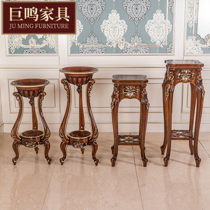 欧式室内花架客厅装饰转角盆景置物架雕花绿萝复古花几仿实木包邮