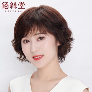假发女短发真发全真人发妈妈中老年全头套女士中长款卷发自然头套