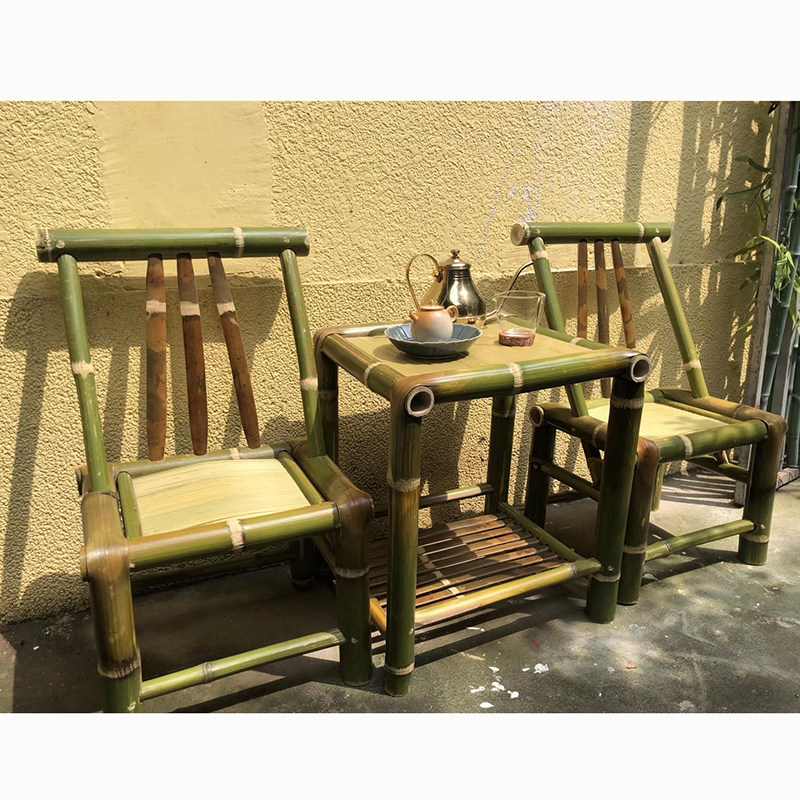 竹子桌椅三件套桌子椅子茶几全套手工竹制新中式家用茶椅休闲家具