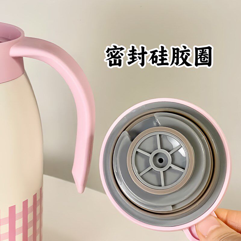 2024新款保温壶大容量办公室宿舍学生高颜值不锈钢家用热水壶粉色