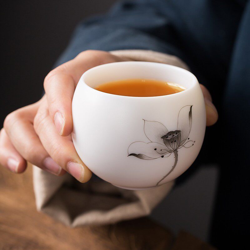 匠仙 徐月兰大师手绘德化白瓷茶杯羊脂玉主人杯单杯纯手工茶盏
