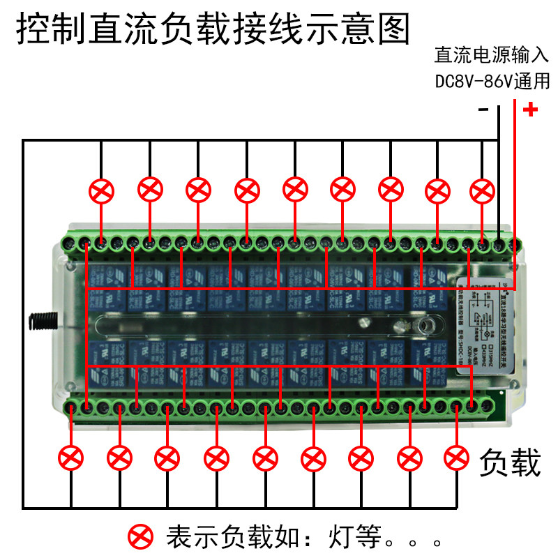 12V24V直流18路学习型无线遥控开关工业设备灯具电机马达控制器
