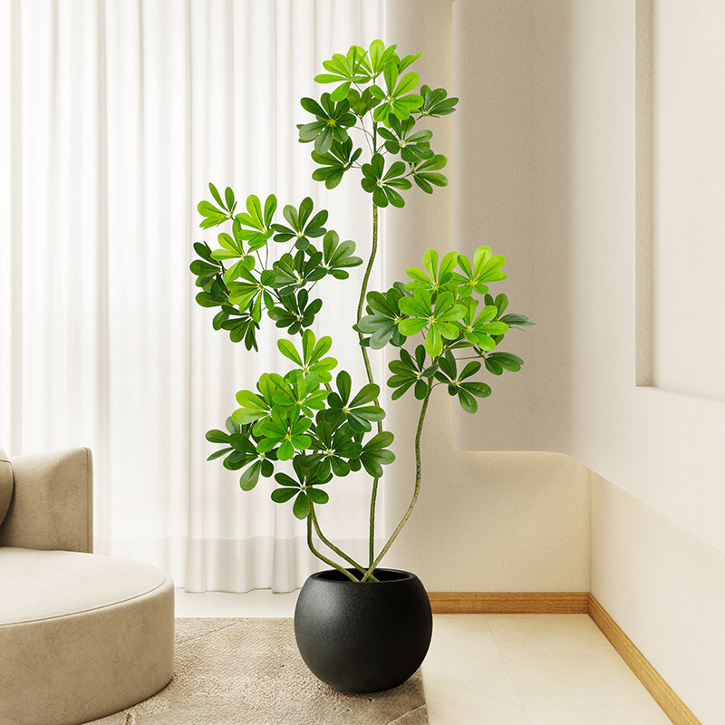 仿真鸭脚木假绿植室内盆栽高级感盆景客厅装饰植物家居落地花摆件