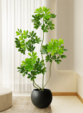 仿真鸭脚木假绿植室内盆栽高级感盆景客厅装饰植物家居落地花摆件