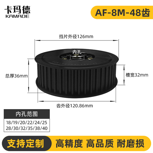 8M48齿 45号钢免键涨紧套同步轮带轮皮带轮 PTLM48P8M300-F19~32