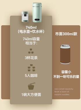 primitalia浦美泰便携式烧水壶旅行mini小型烧水杯恒温壶电热水壶