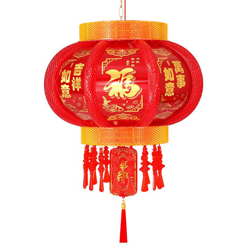 新款七彩LED旋转灯笼走马灯阳台大门口一对宫灯春节新年户外挂饰