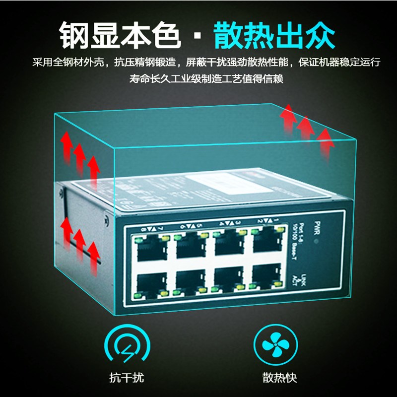 大华工业级交换机千兆以太网5口8口16口百兆DH-IS1000C-8ET导轨式