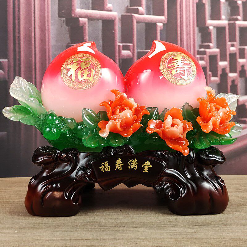 中式寿桃寿星摆件爷爷奶奶老年人长辈607080岁生日过大寿祝寿礼物