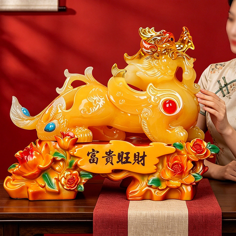 招财玉貔貅公母一对摆件风水镇宅客厅酒柜办公室店铺公司开业礼品