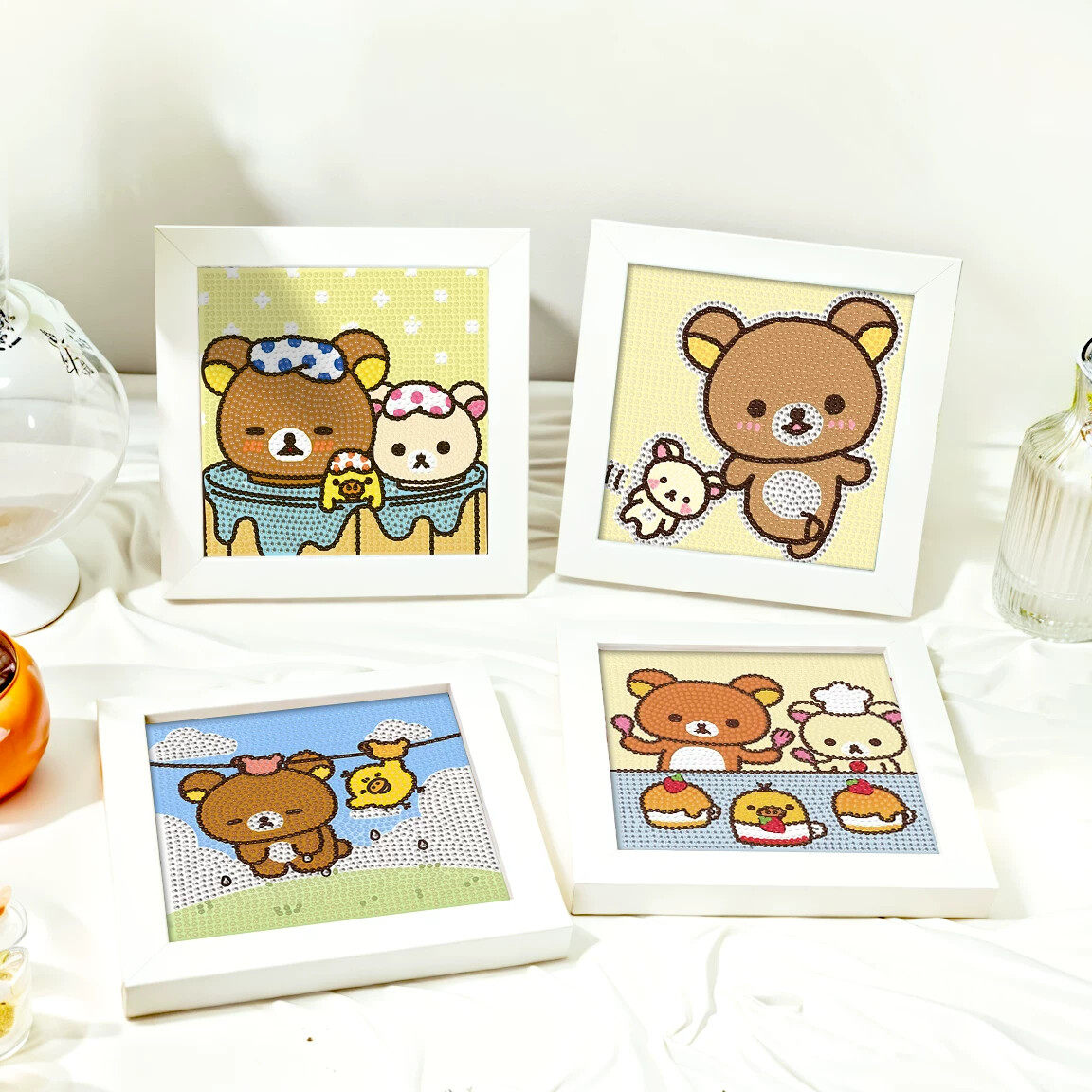 手工制作装饰品自己做可爱卡通轻松熊钻石贴画diy创意益智玩具材