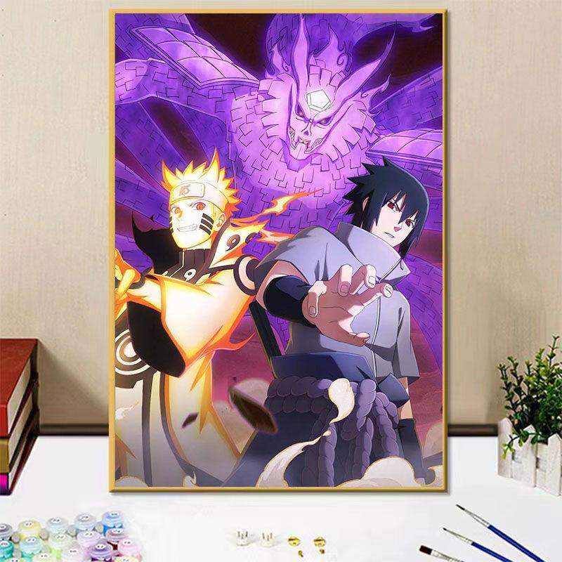 新款火影忍者满钻钻石画diy手工粘贴画动漫人物宇智波佐助画有框
