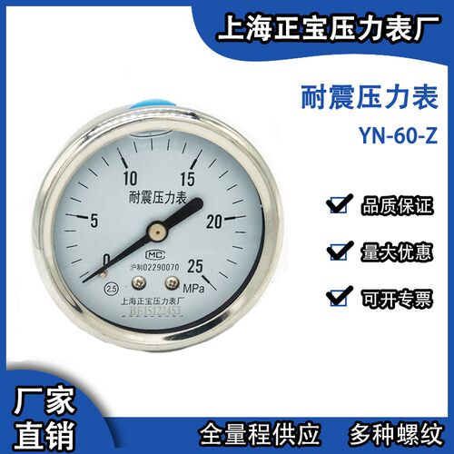 正宝YN60Z 轴向不带边充油防抖耐震压力表 真空表 液压气压油压表