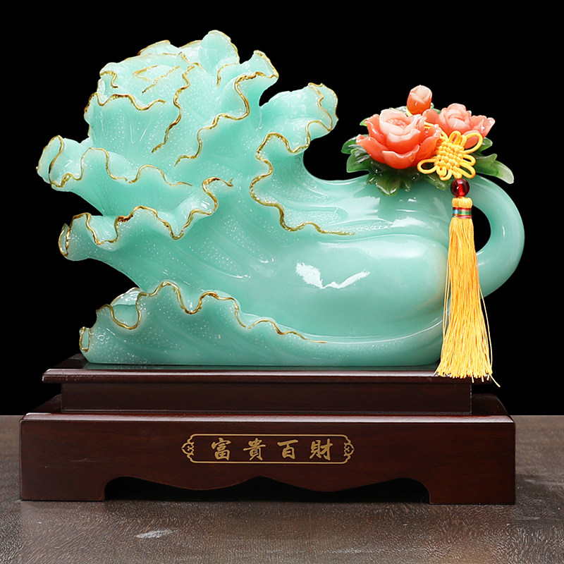 富贵百财玉白菜摆件招财金蟾家居装饰客厅公司店铺开业乔迁礼品