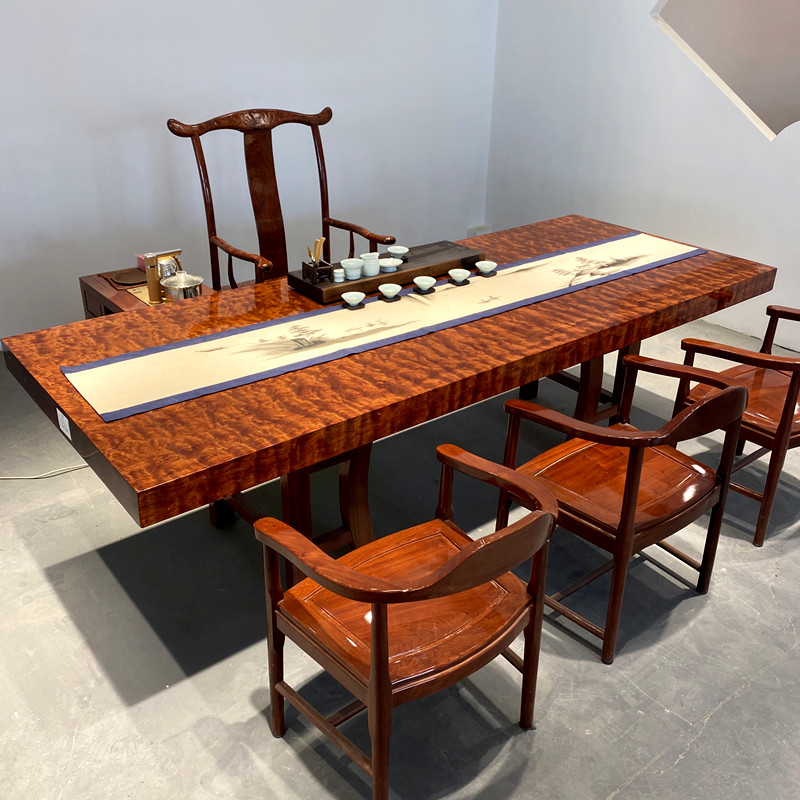 巴花实木大板原木茶台茶板办公桌餐桌巴西花梨木茶桌2米现货清仓