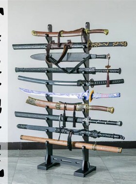 武馆刀架武器摆放多层实木剑架剑托落地刀剑落地兵器架笛子架箫架