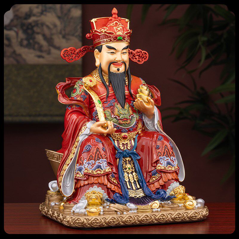 台湾纯铜彩绘文财神爷神像家用店铺公司开业招财摆件比干财神佛像
