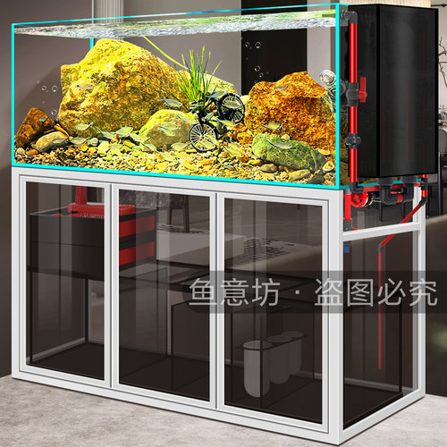 溪流缸客厅小型家用鱼缸生态造景水草缸免换水底滤水族箱乌龟专用