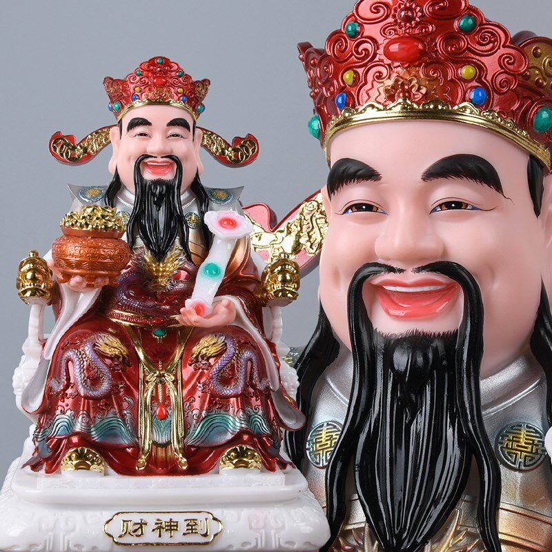 财神爷摆件家用客厅汉白玉文财神佛像店铺开业办公室招财供奉神像