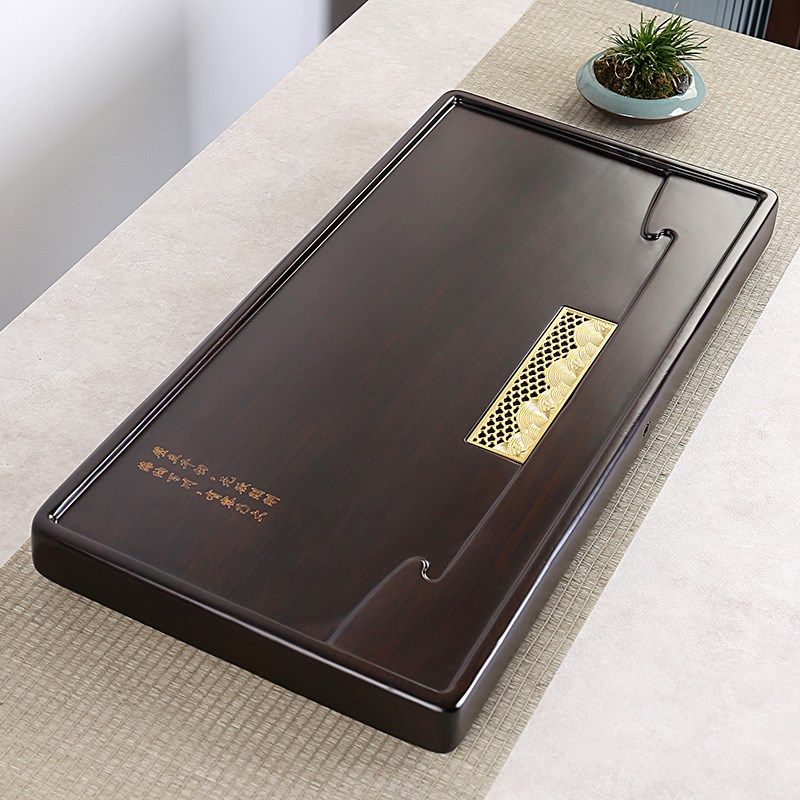 黑檀实木茶盘整块天然原木家用简约茶具套装小型托盘客厅木头茶台