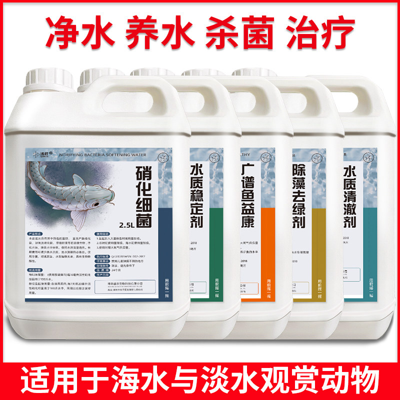 锦鲤鱼池硝化细菌消化活菌龙鱼养鱼用鱼缸净水除藻去苔剂绿藻5L升