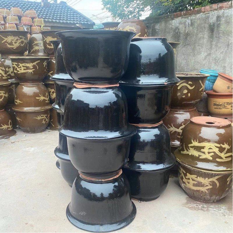大口陶瓷龙缸大型花盆均釉家用铁树多肉田园绿植种菜花卉植物盆栽