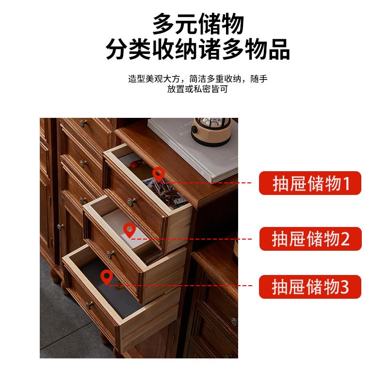美式实木床头柜简约床边柜北欧卧室窄柜储物柜靠墙斗柜阳台夹缝柜
