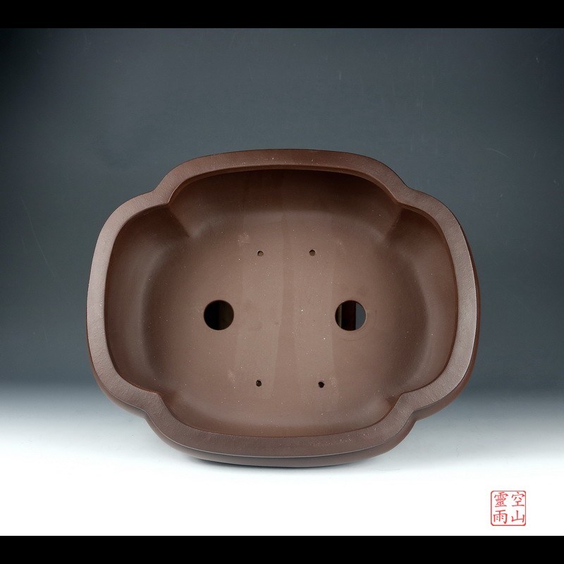 宜兴紫砂精品盆景花盆 全手工仿古云足木瓜形绿植多肉花卉紫泥
