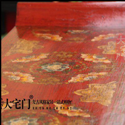 条案藏式新中式古典彩绘雕花做旧隔断柜  翘头供桌玄关柜极美家具