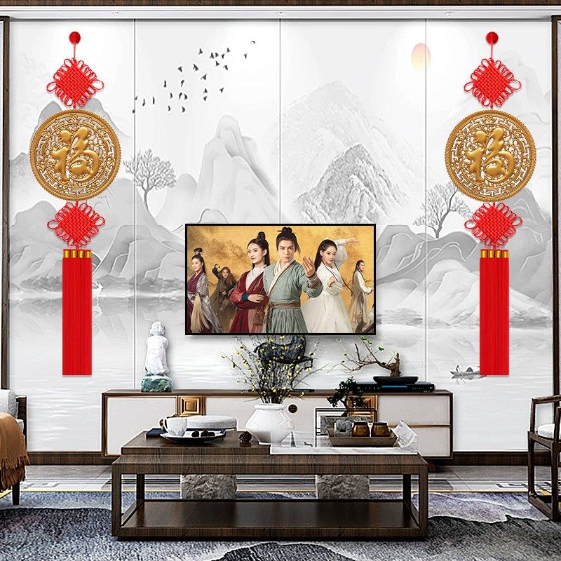 2025新款中国结挂件客厅高档电视背景墙装饰乔迁玄关春节新年挂饰